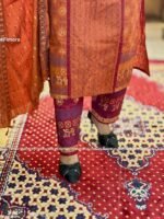 আড়ং কটনের প্রিমিয়াম লাল পড়ি থ্ৰী-পিস By Fimora Brand - Image 3