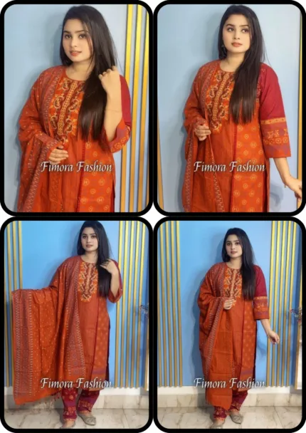 আড়ং কটনের প্রিমিয়াম থ্ৰী-পিস