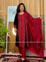 আড়ং কটনের প্রিমিয়াম কালো-কমলিনী থ্ৰী-পিস By Fimora Brand - Image 2