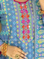 আড়ং কটনের প্রিমিয়াম নীল-মায়া থ্ৰী-পিস By Fimora Brand - Image 2