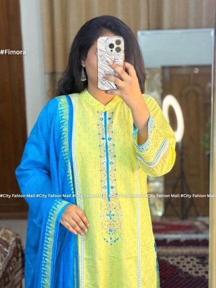 আড়ং কটনের প্রিমিয়াম নীলকান্তী থ্ৰী-পিস By Fimora Brand