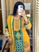 আড়ং কটনের প্রিমিয়াম সবুজ-সুবর্ণা থ্ৰী-পিস By Fimora Brand